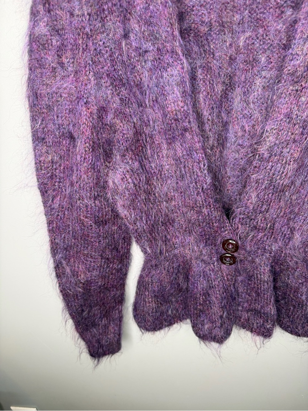 Handmade Royal Purple Mohair Peplum Cardigan - Picture 5 of 11